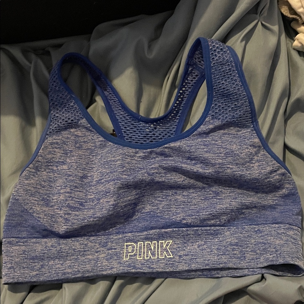 PINK Victoria's Secret Blue Mesh Sports Bra